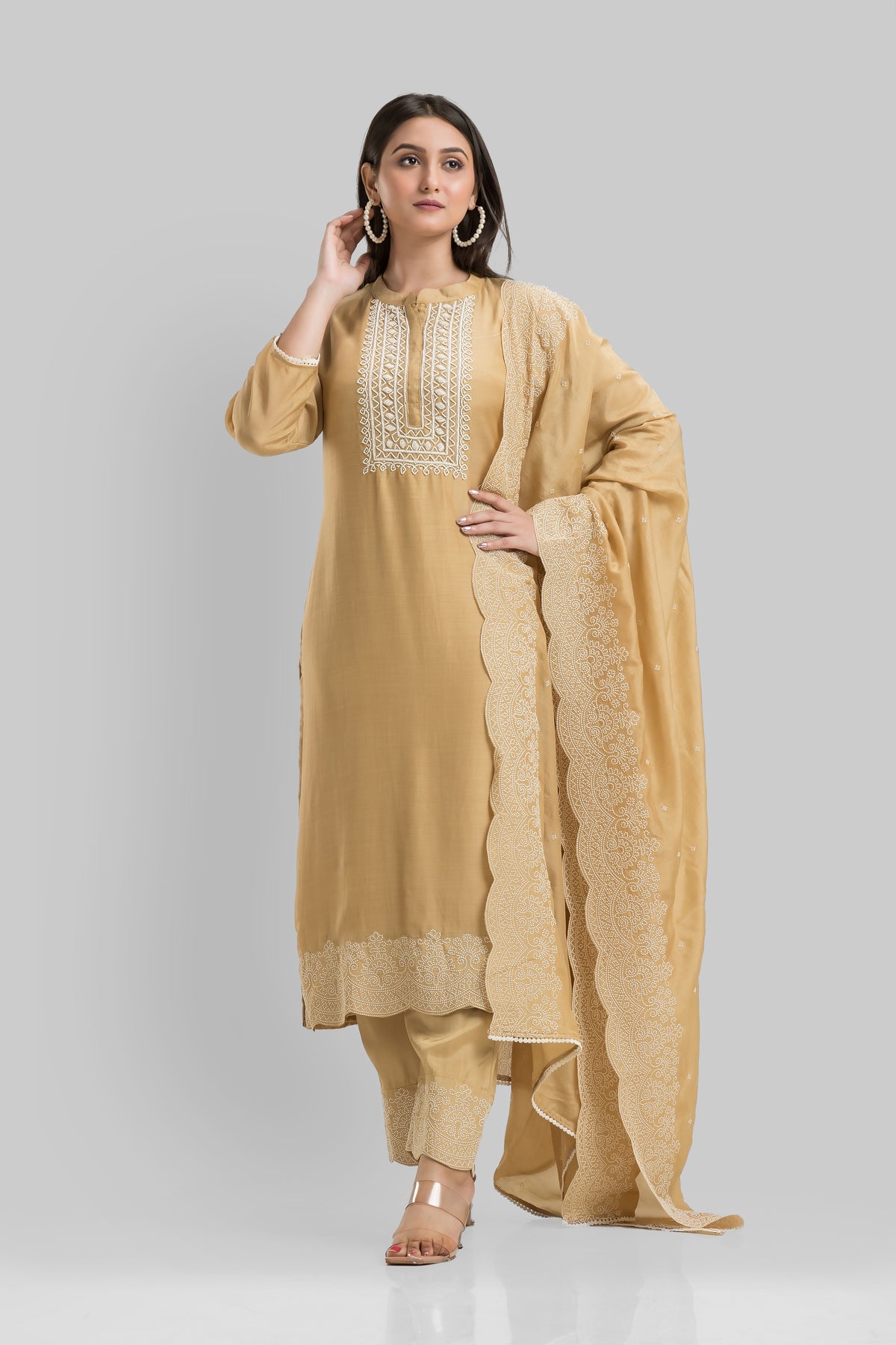 Sacred Suta Designer Silk Kurta-Pant-Dupatta Set