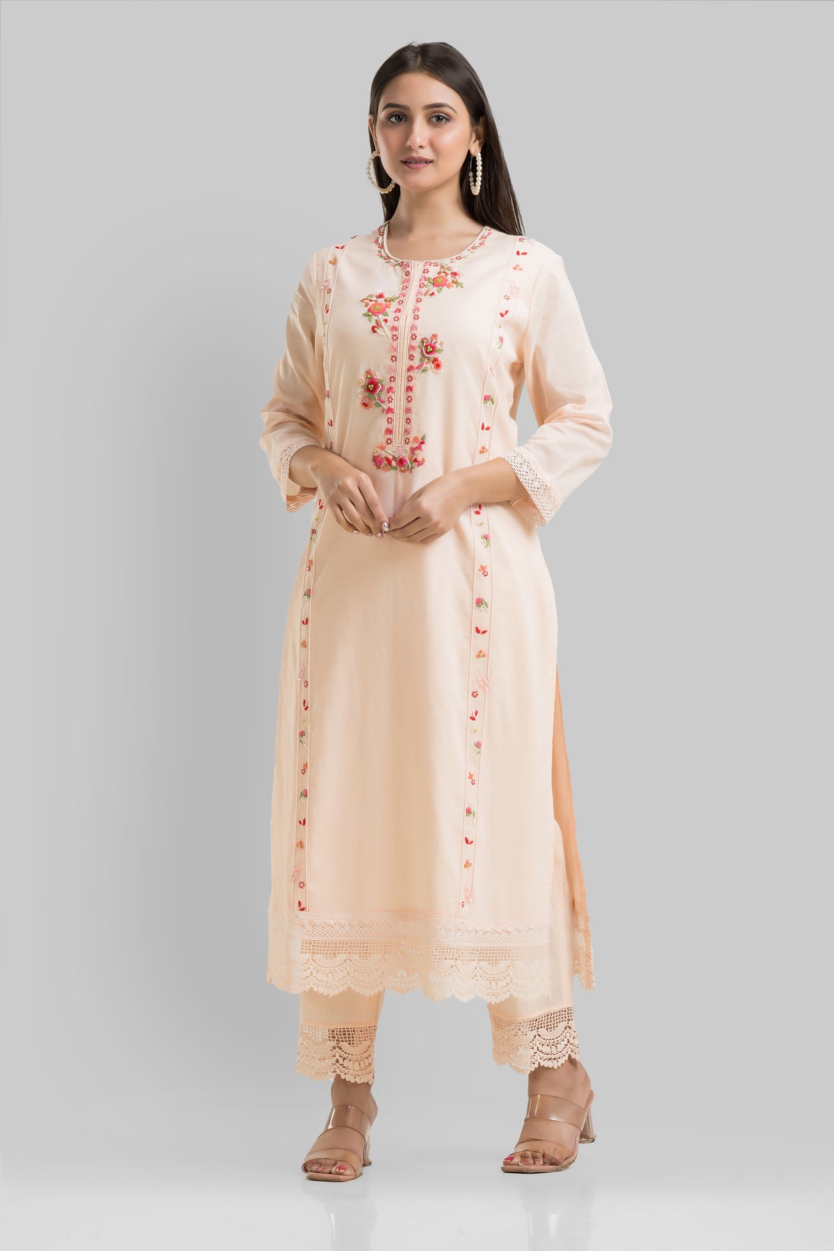 Designer Muslin Kurta-Pant-Dupatta Set