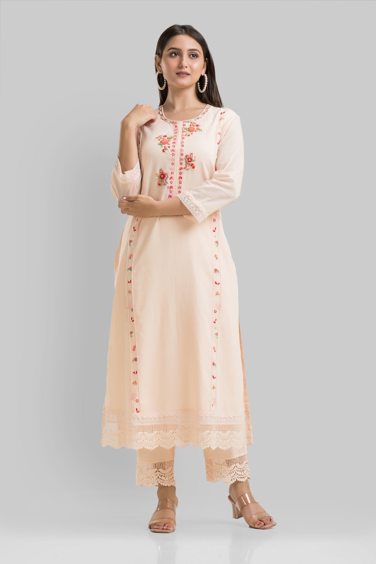 Designer Muslin Kurta-Pant-Dupatta Set