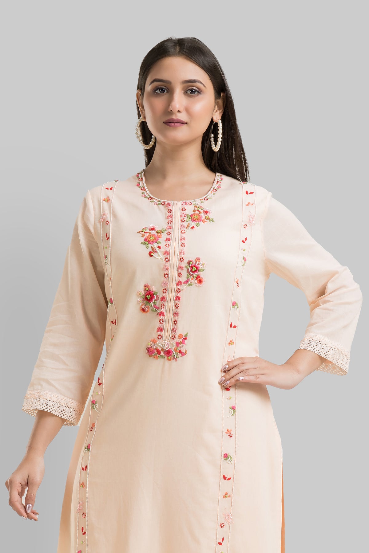 Designer Muslin Kurta-Pant-Dupatta Set