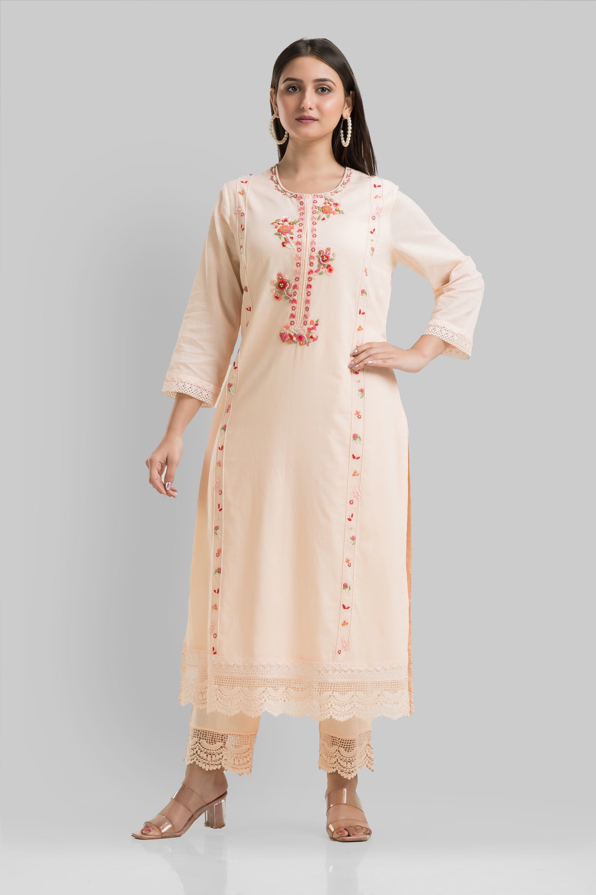 Designer Muslin Kurta-Pant-Dupatta Set