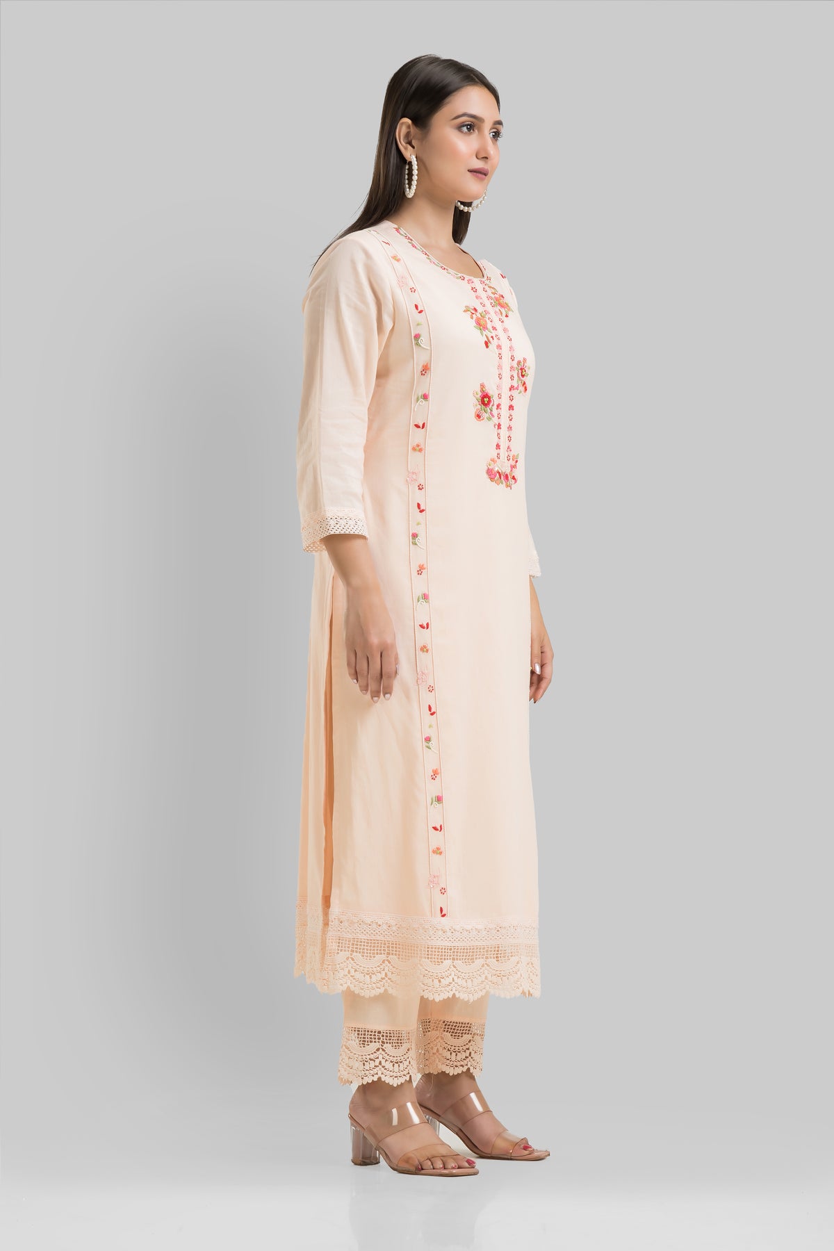 Designer Muslin Kurta-Pant-Dupatta Set