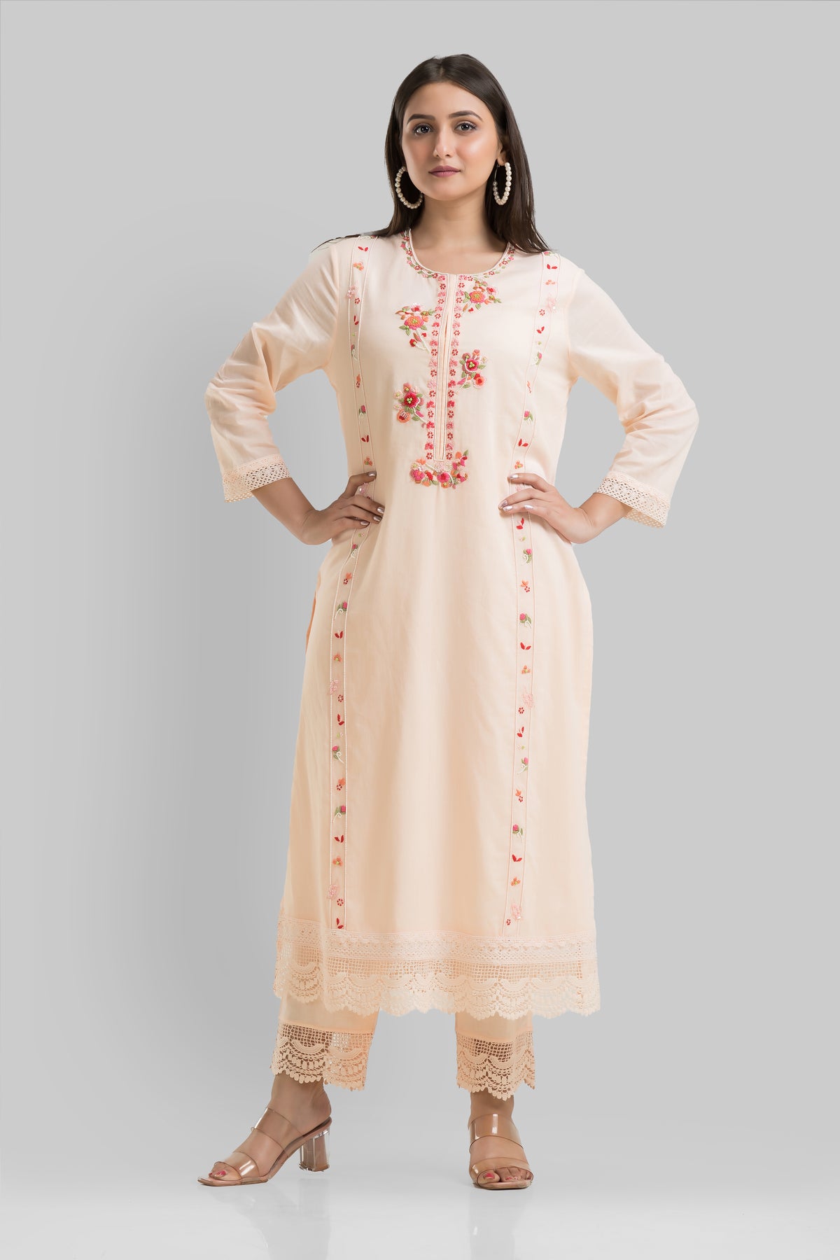 Designer Muslin Kurta-Pant-Dupatta Set