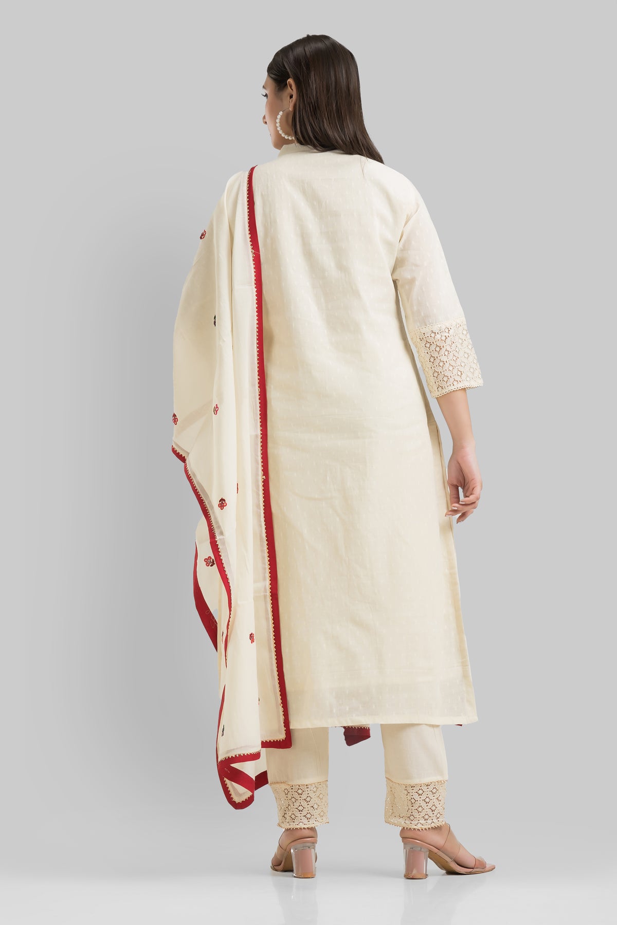 Designer Kora jacquard Kurta-Pant-Dupatta Set