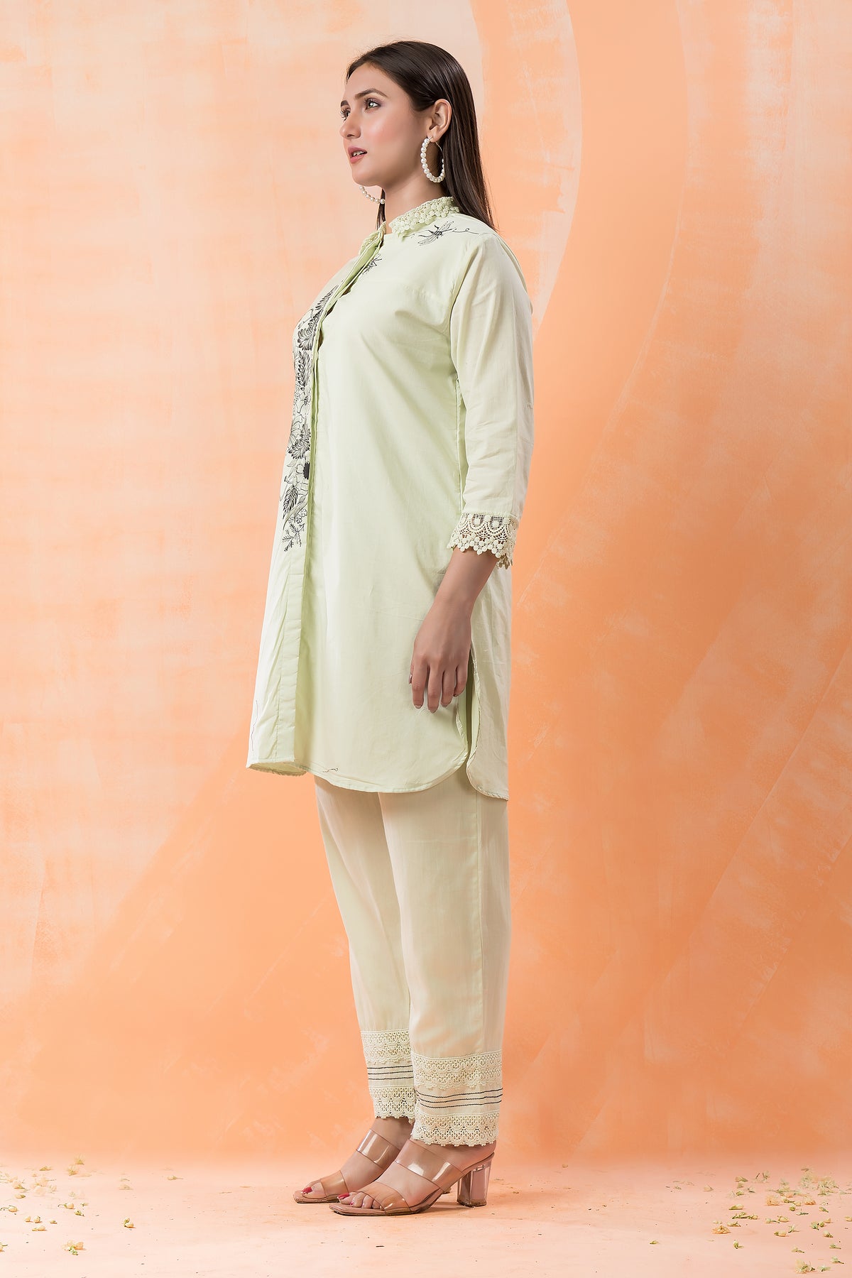 Designer Hand Painted Camric Kurta-Pant Set