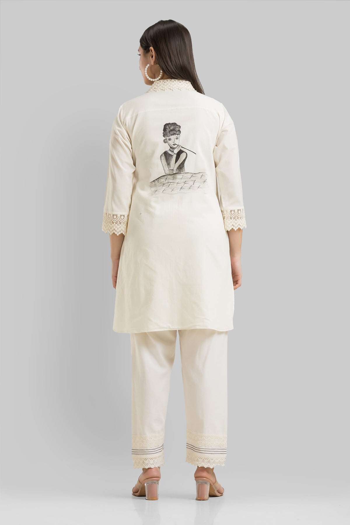 Designer Hand Painted Camric Kurta-Pant Set