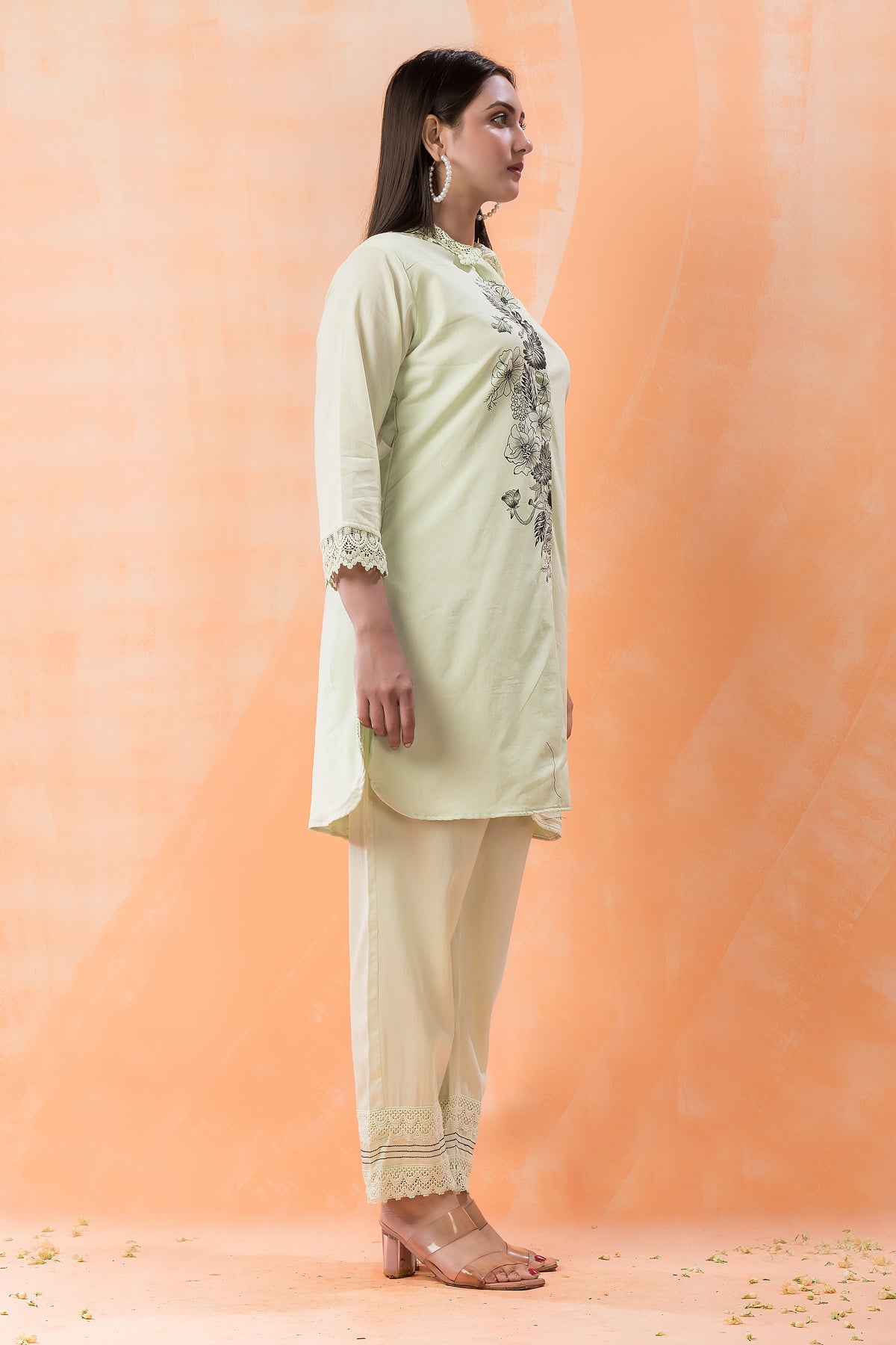 Designer Hand Painted Camric Kurta-Pant Set