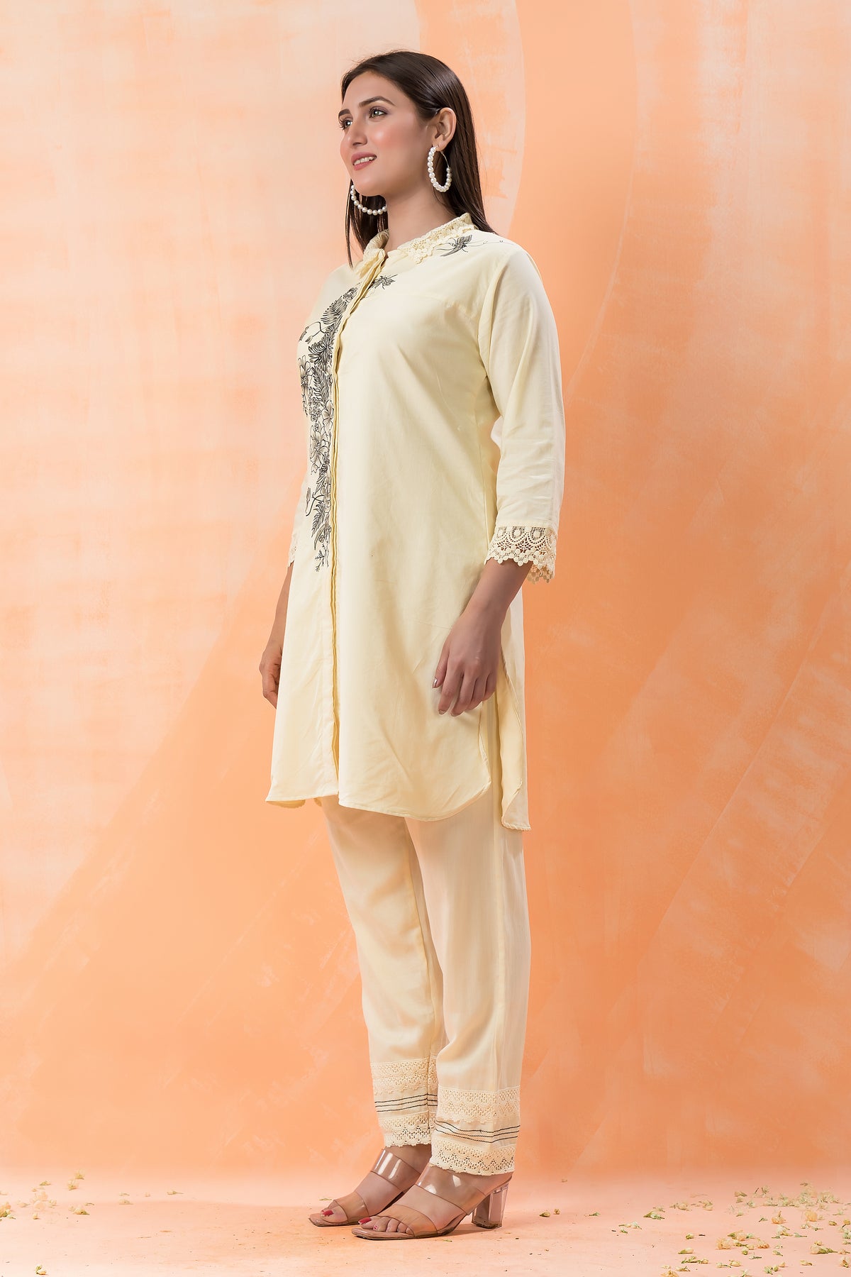 Designer Hand Painted Camric Kurta-Pant Set