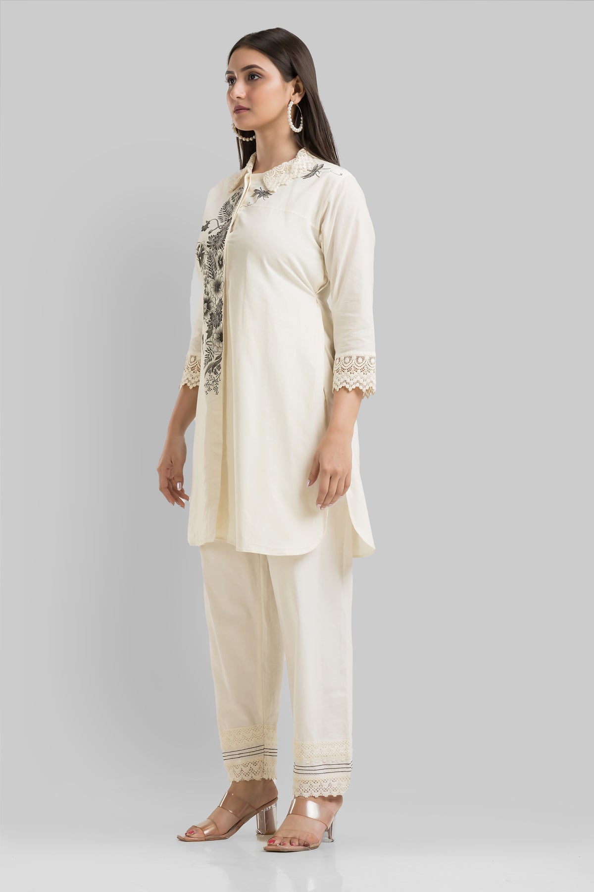 Designer Hand Painted Camric Kurta-Pant Set