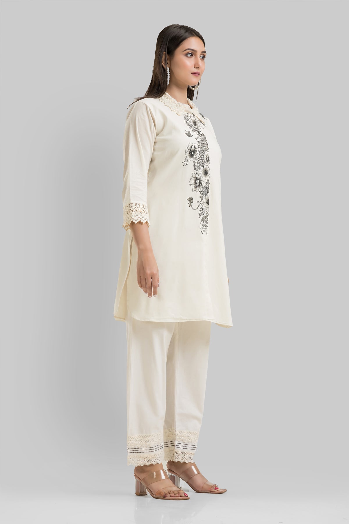 Designer Hand Painted Camric Kurta-Pant Set