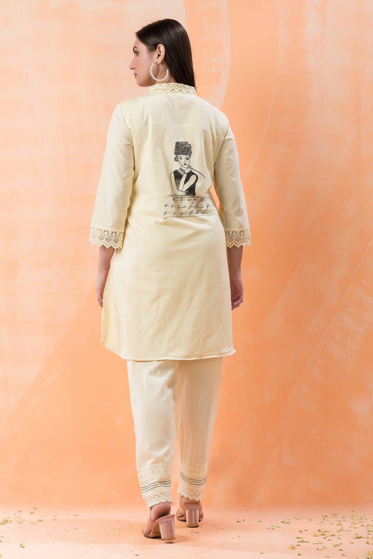 Designer Hand Painted Camric Kurta-Pant Set