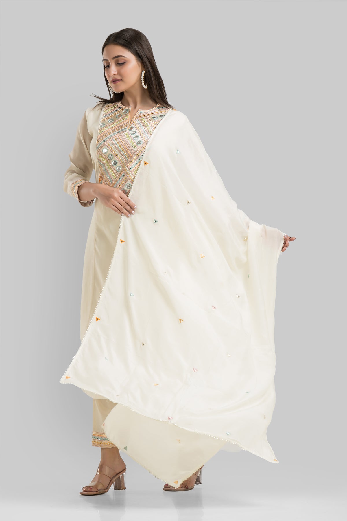 Sacred Suta Designer Cotton Kurta-Pant-Dupatta Set