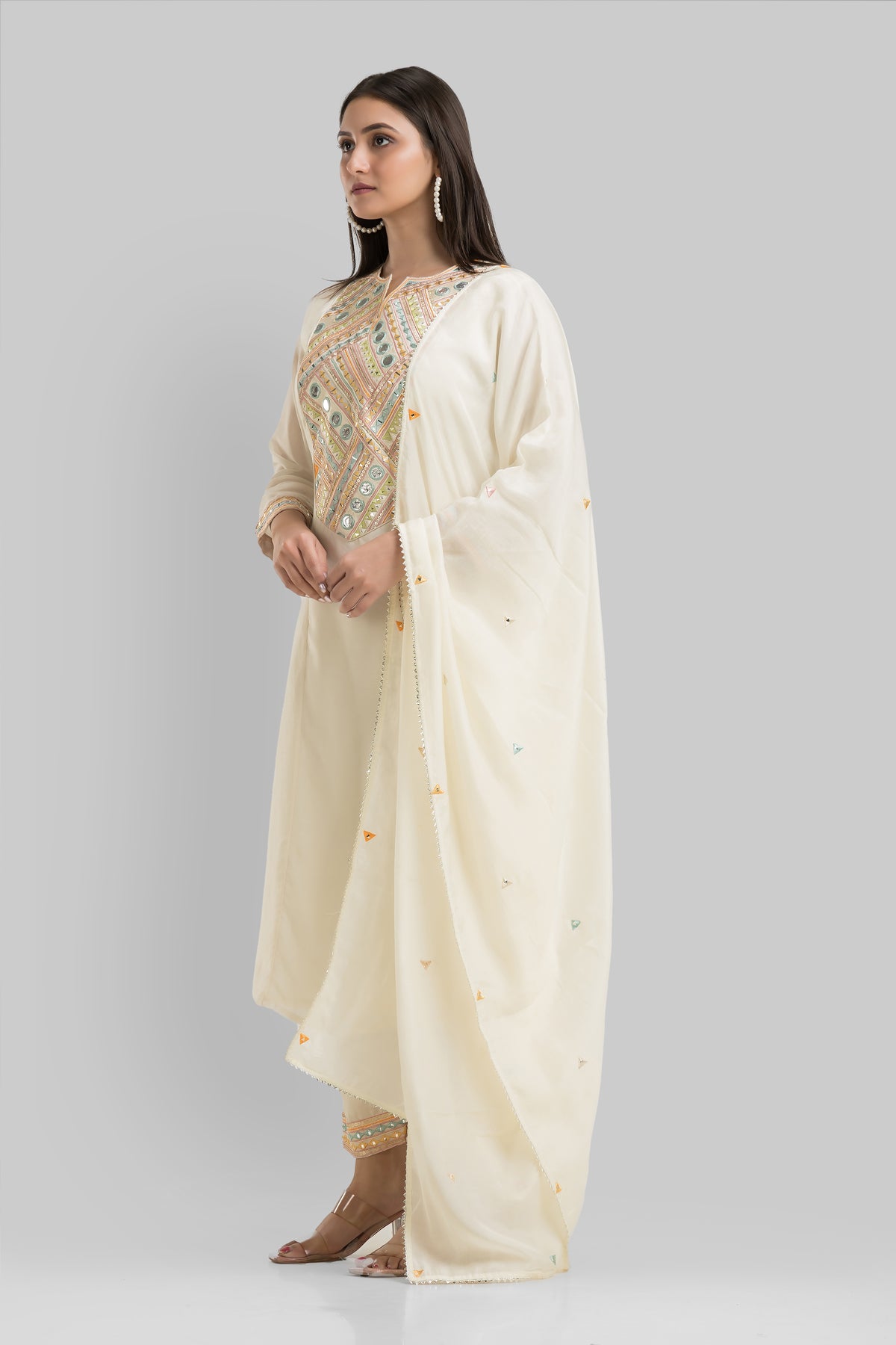 Sacred Suta Designer Cotton Kurta-Pant-Dupatta Set