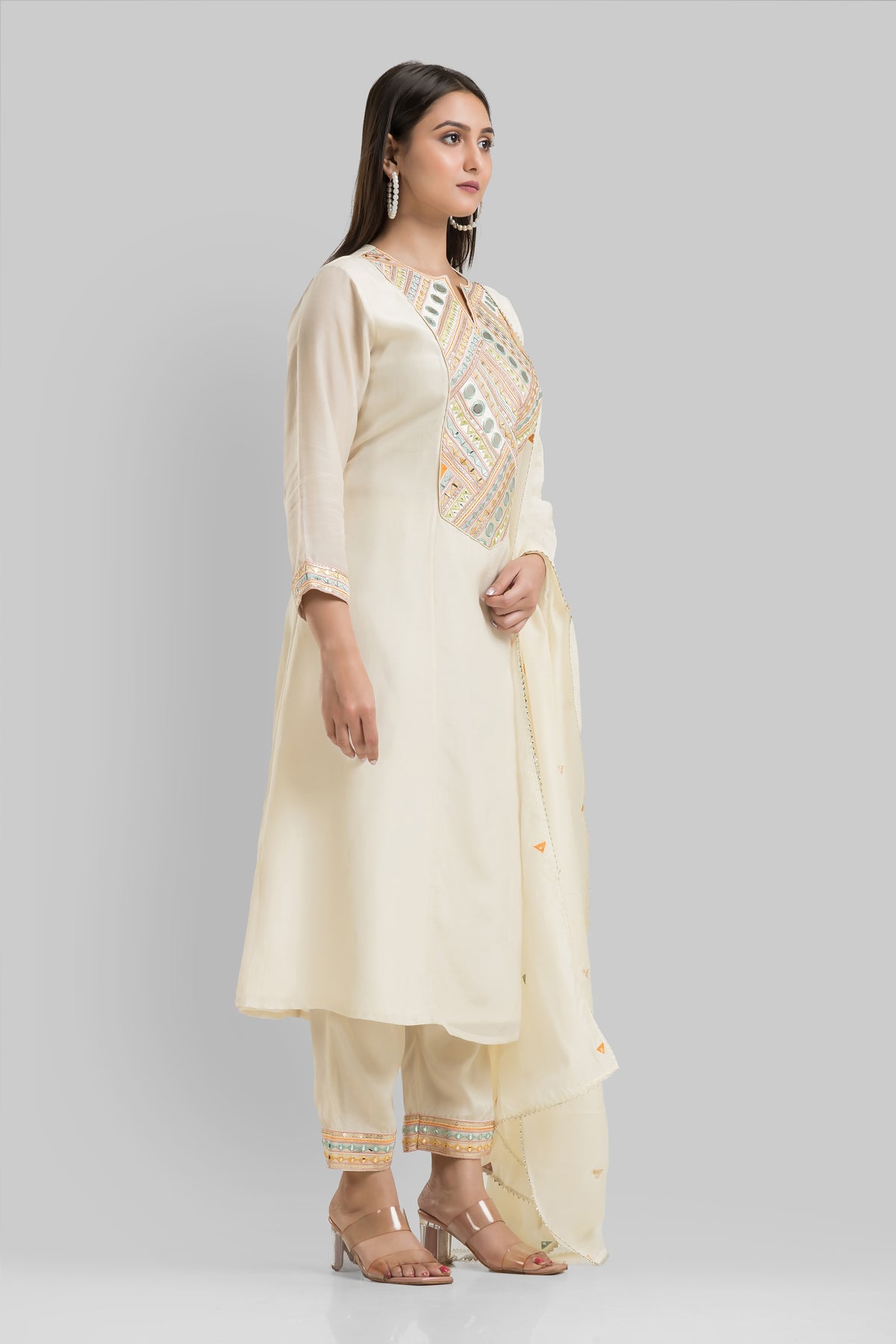 Sacred Suta Designer Cotton Kurta-Pant-Dupatta Set