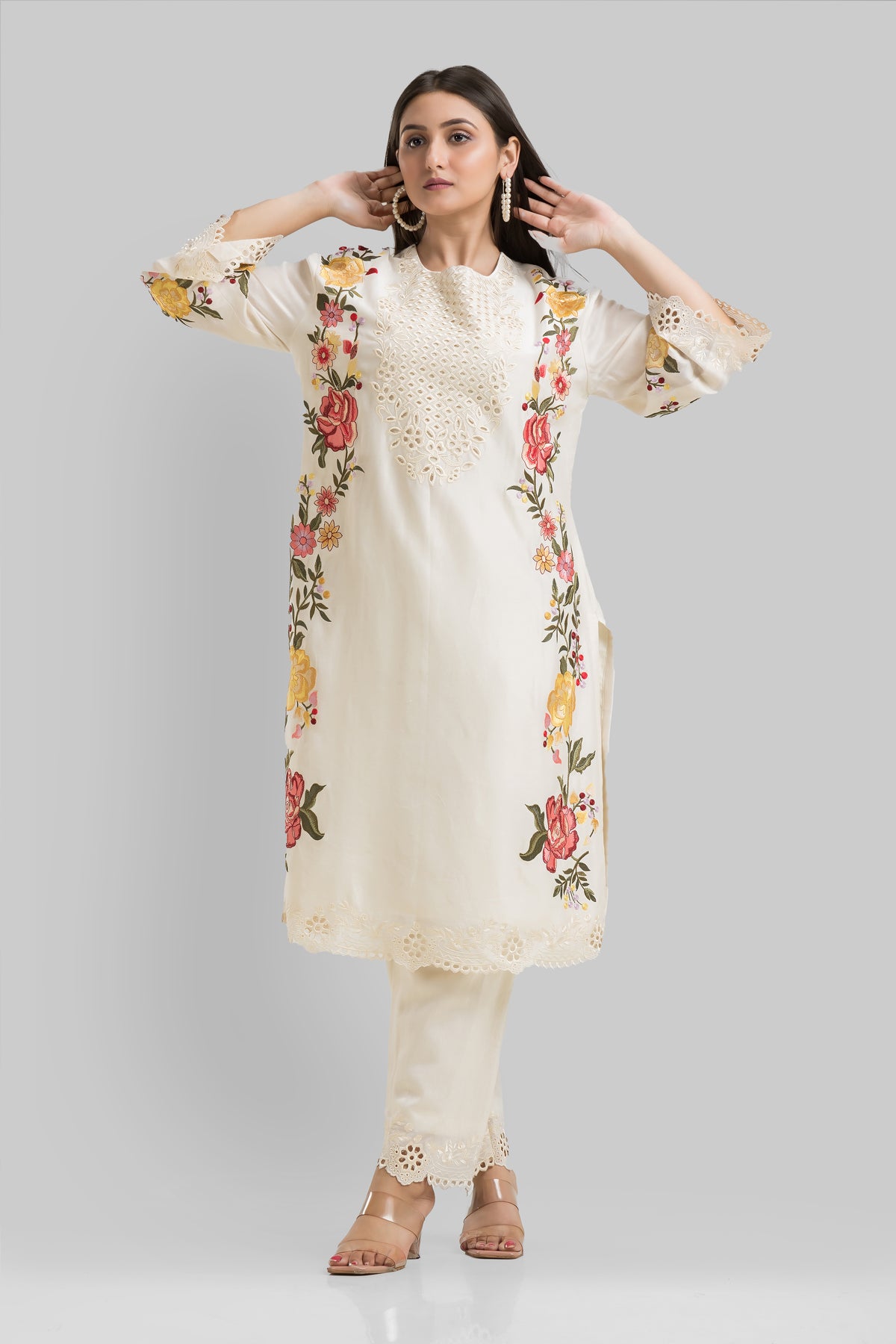 Designer Chanderi Kurta Pant Set