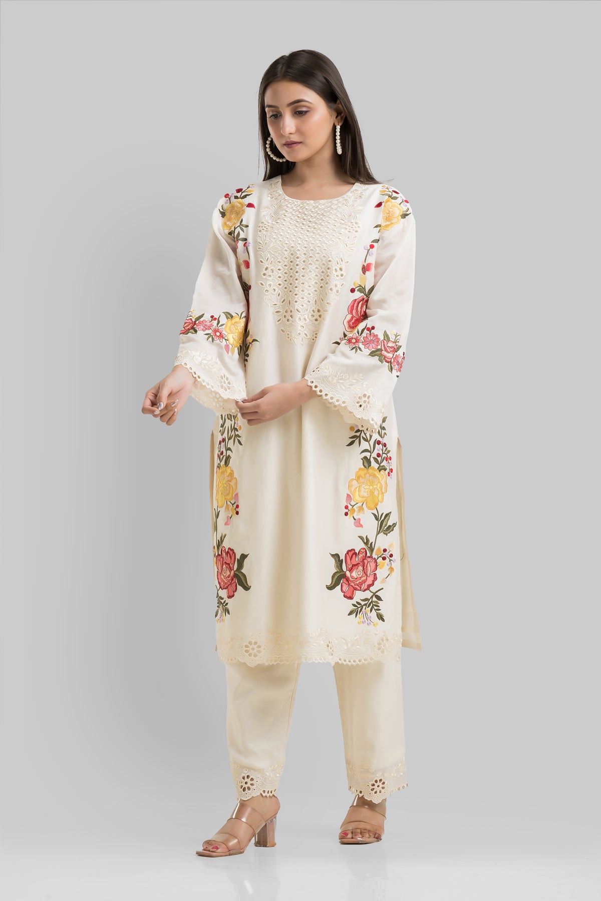 Designer Chanderi Kurta Pant Set