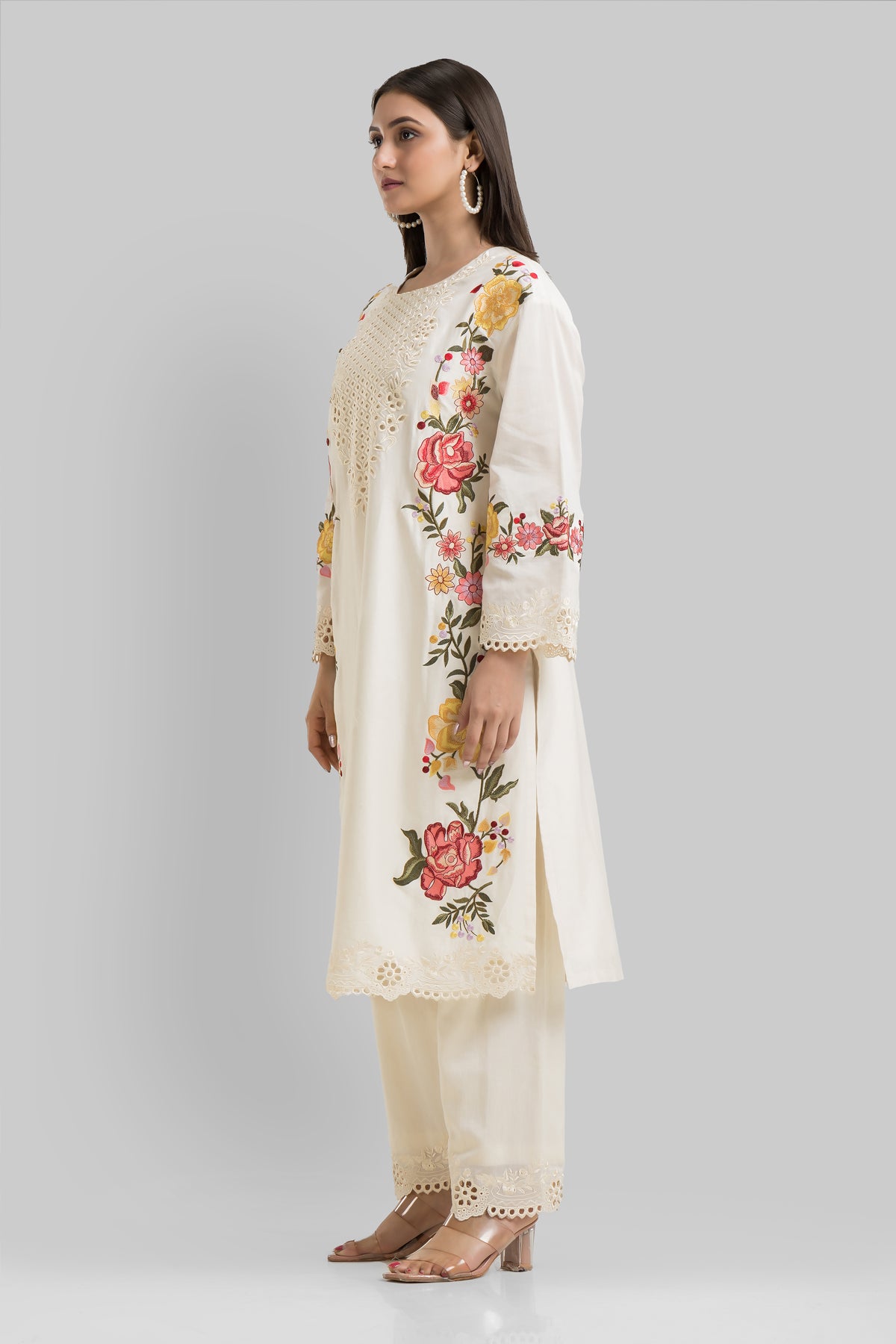 Designer Chanderi Kurta Pant Set