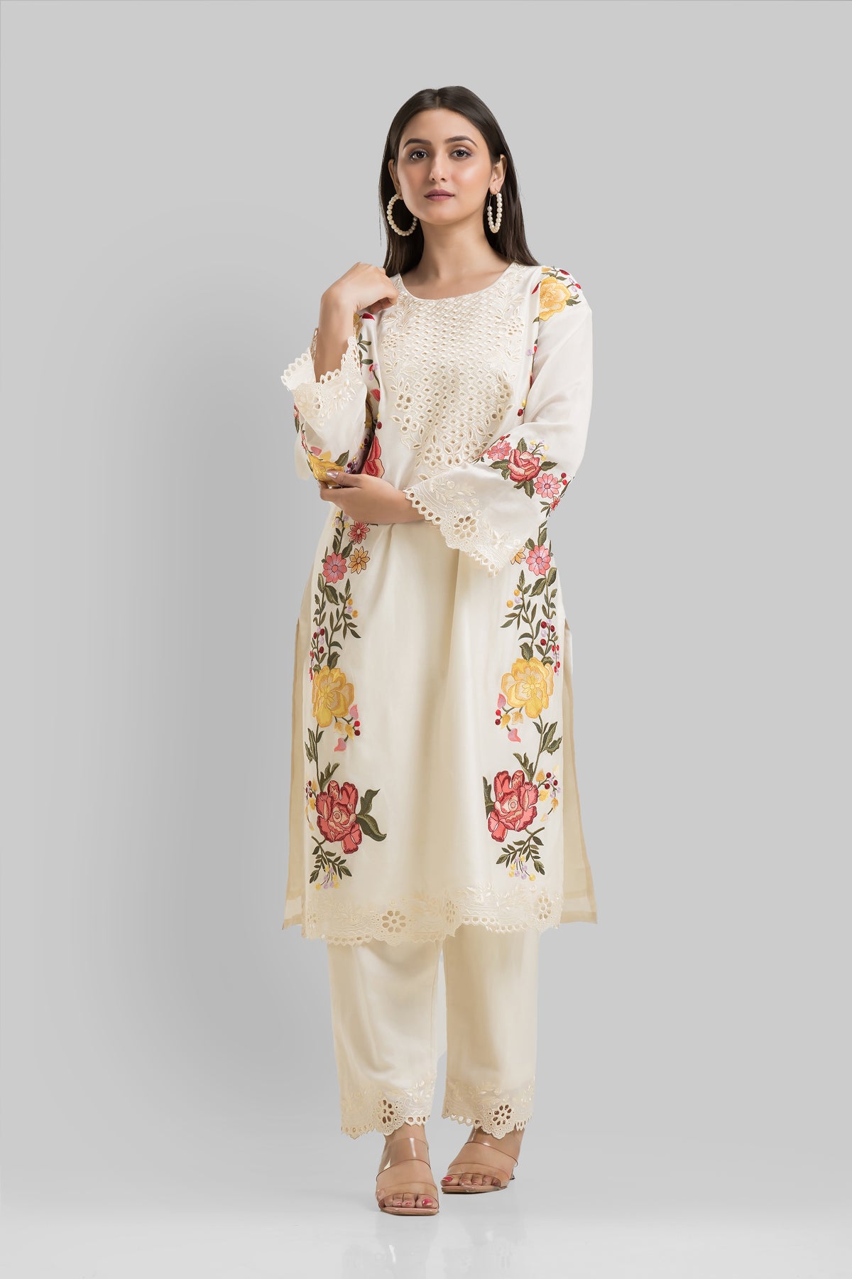 Designer Chanderi Kurta Pant Set