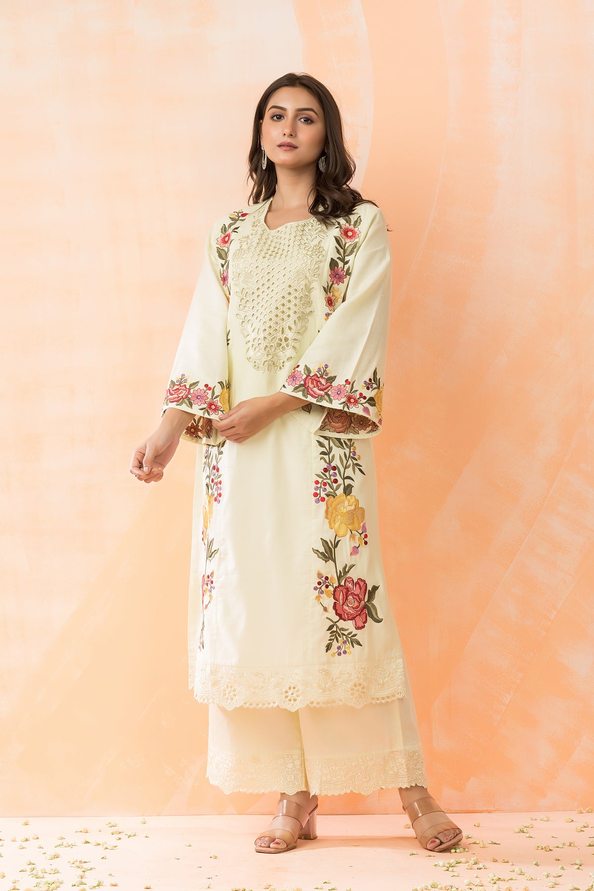 Embroidered Cotton Kurta-Pant Set