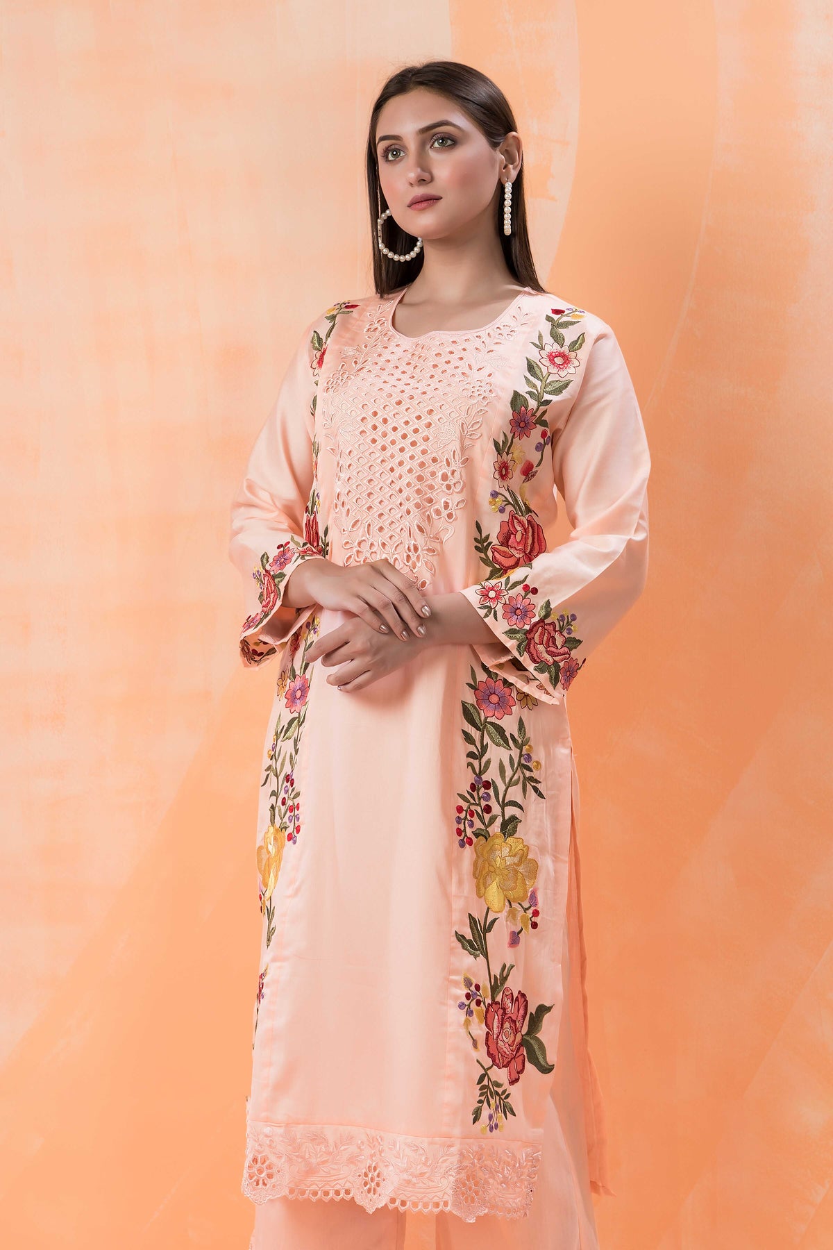 Embroidered Cotton Kurta-Pant Set