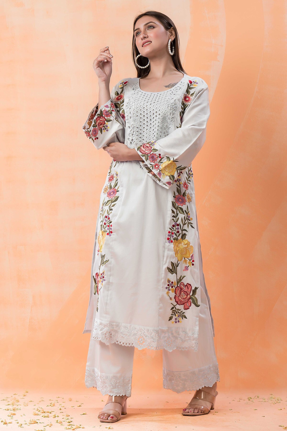 Embroidered Cotton Kurta-Pant Set