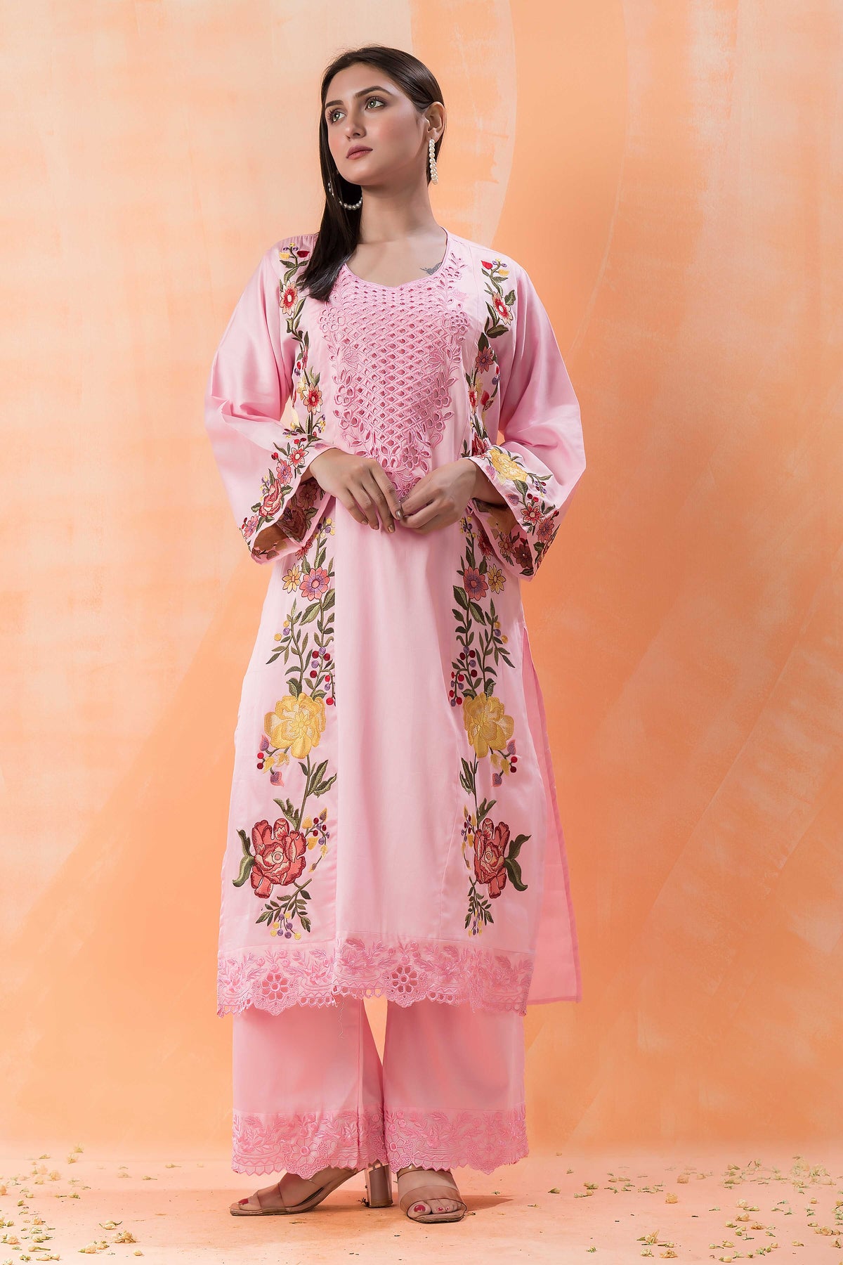 Embroidered Cotton Kurta-Pant Set