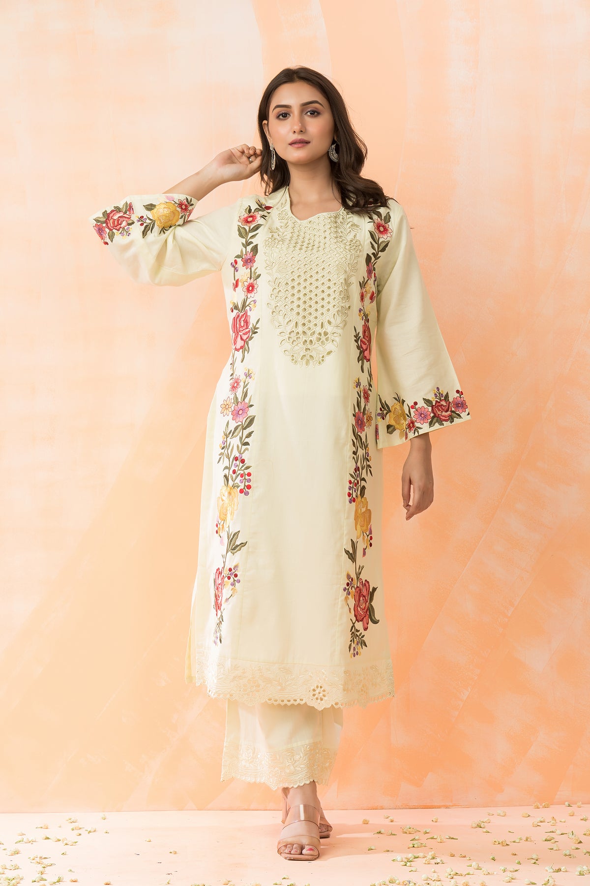 Embroidered Cotton Kurta-Pant Set