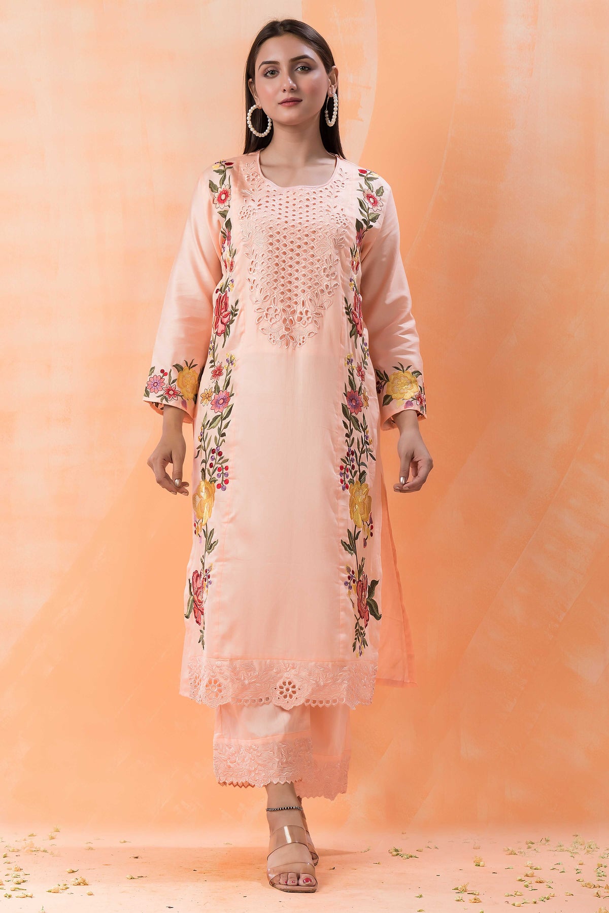 Embroidered Cotton Kurta-Pant Set