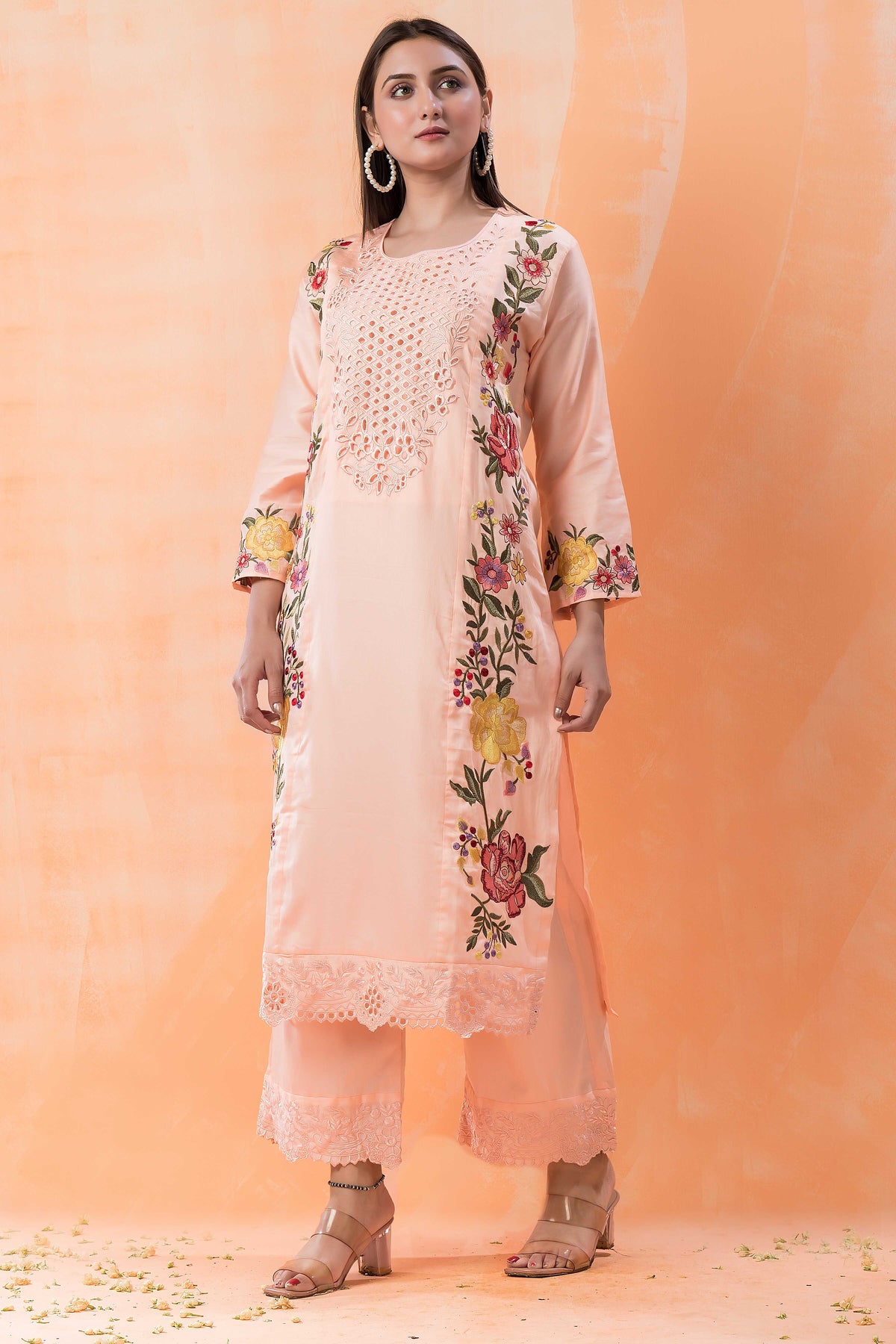 Embroidered Cotton Kurta-Pant Set