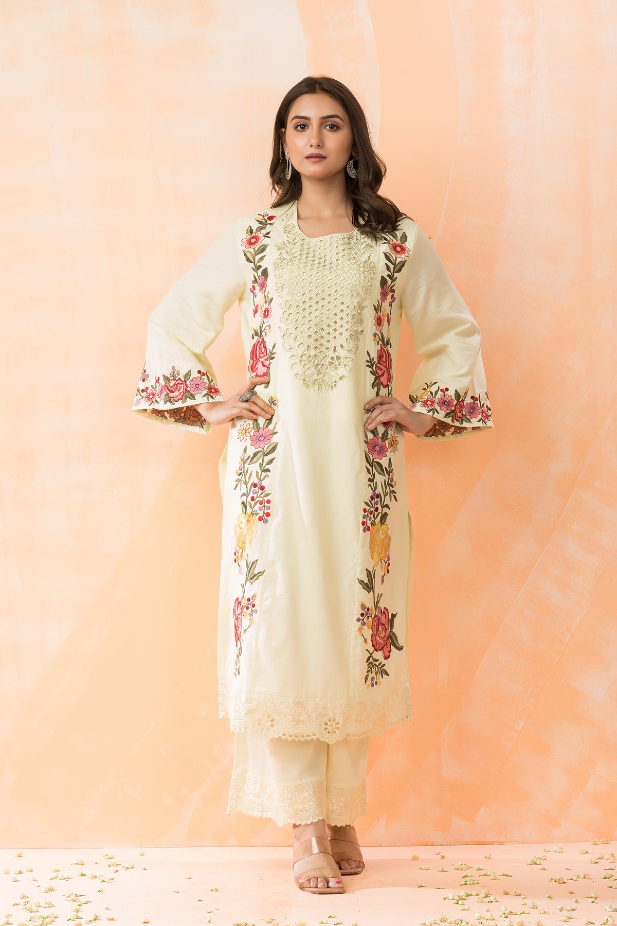 Embroidered Cotton Kurta-Pant Set