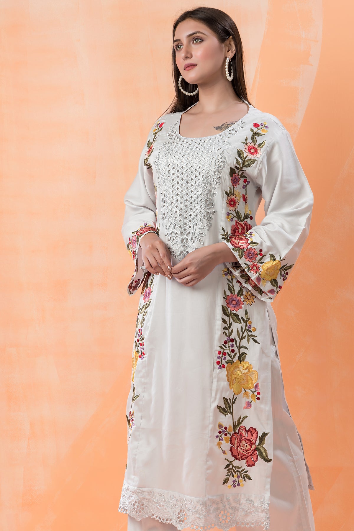 Embroidered Cotton Kurta-Pant Set