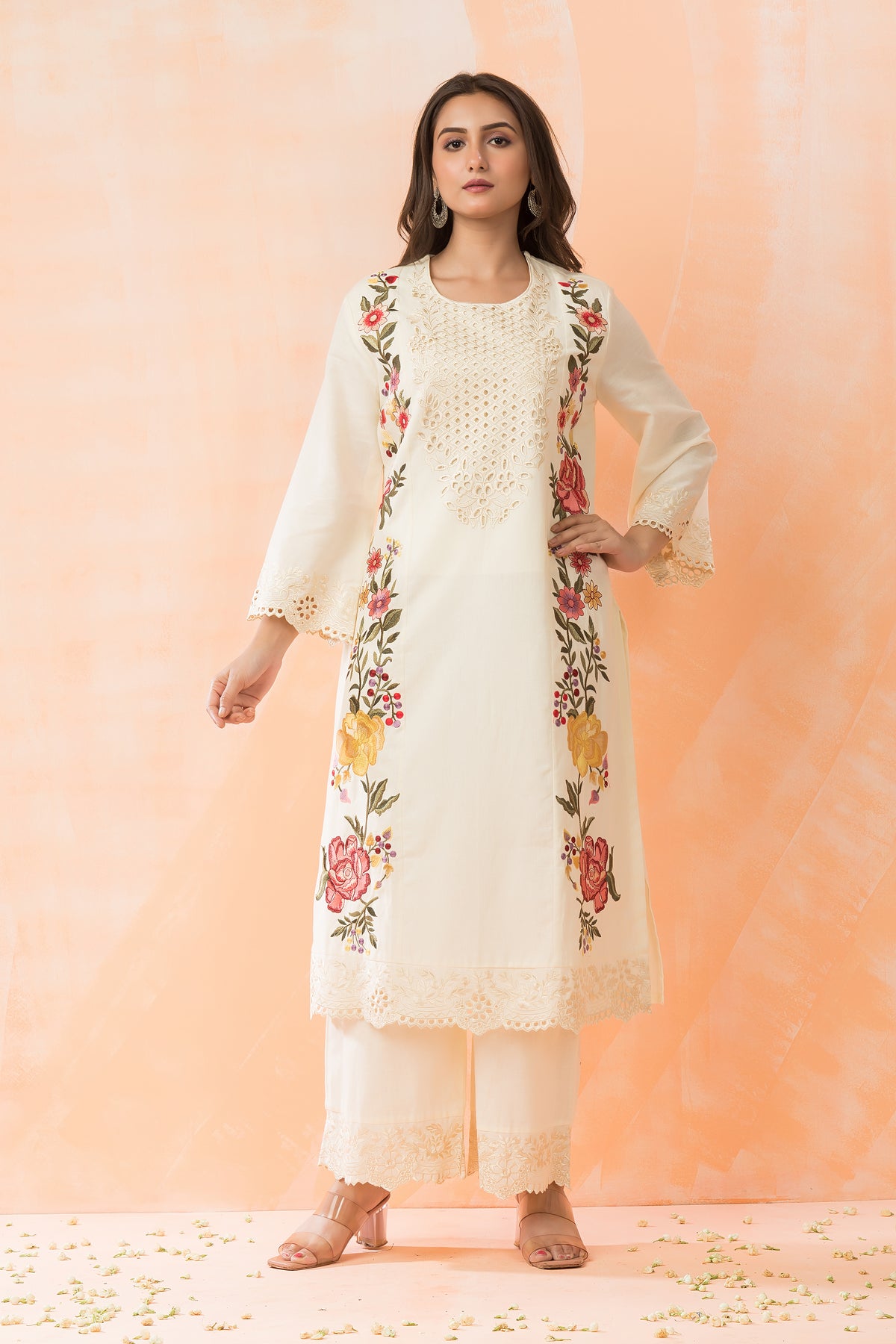 Embroidered Cotton Kurta-Pant Set