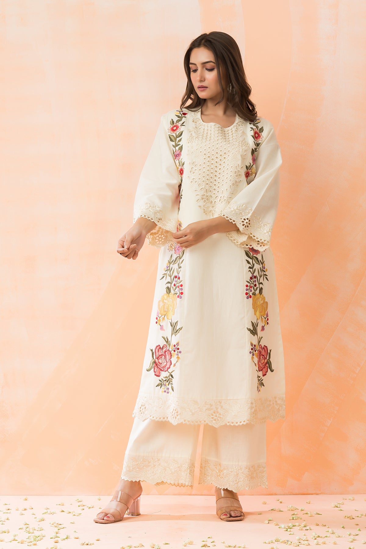 Embroidered Cotton Kurta-Pant Set