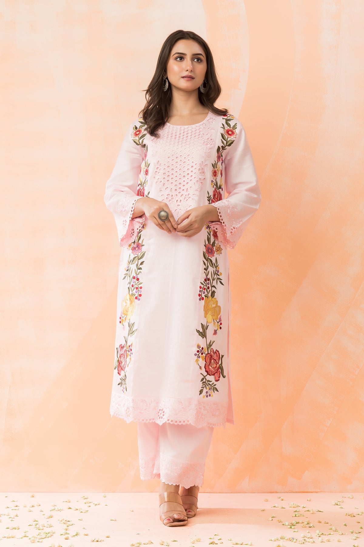 Embroidered Cotton Kurta-Pant Set