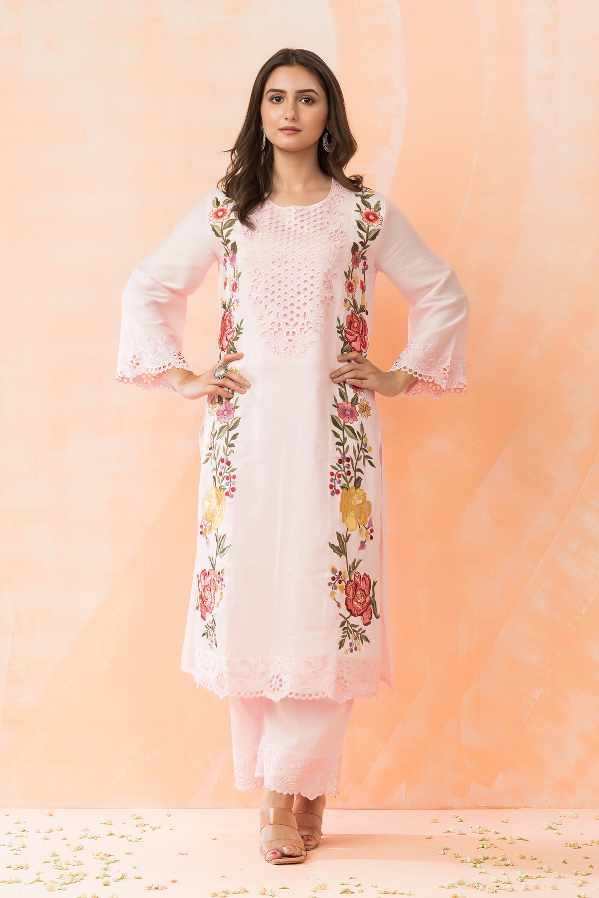 Embroidered Cotton Kurta-Pant Set