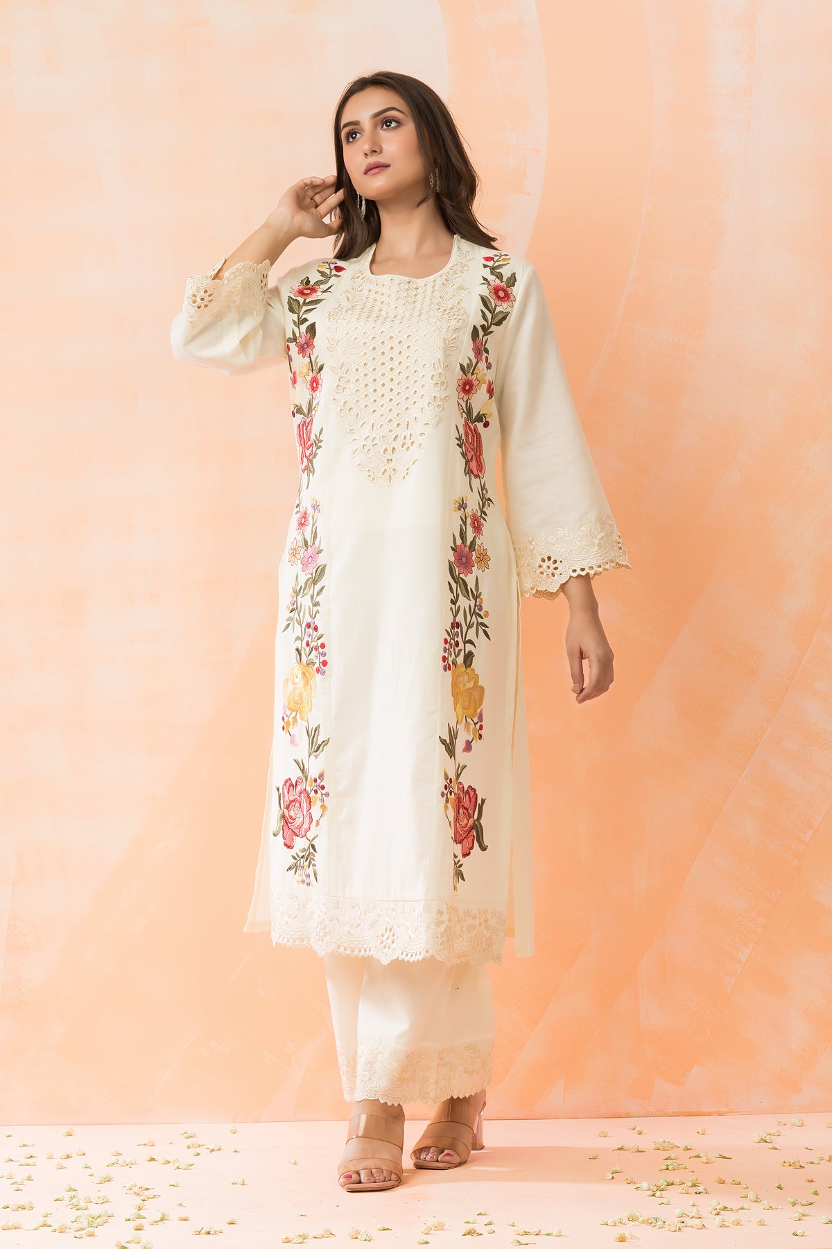 Embroidered Cotton Kurta-Pant Set