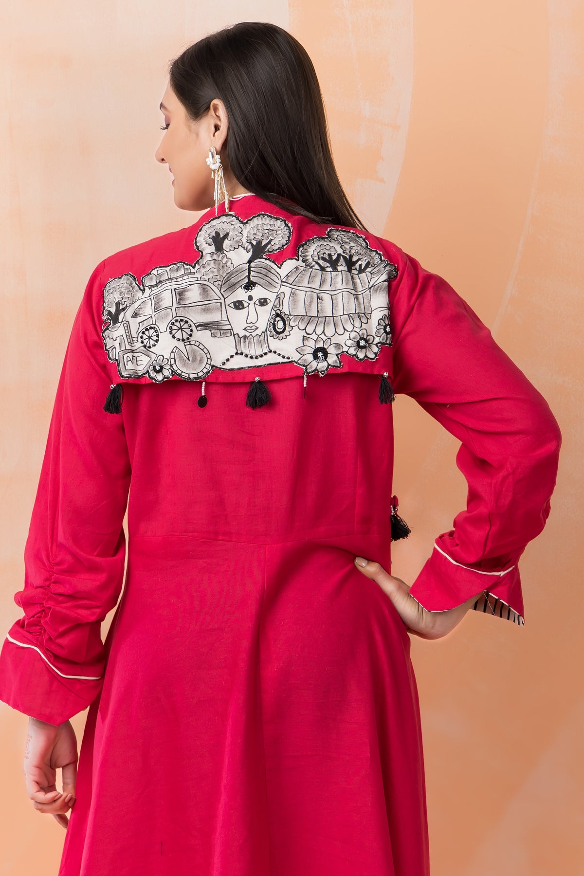 Sacred Suta Cotton Frock with Hand-painted Applique work