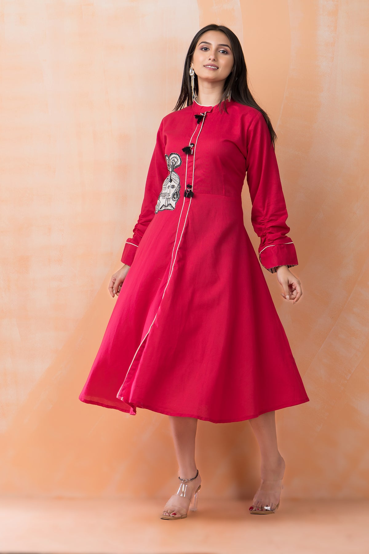 Sacred Suta Cotton Frock with Hand-painted Applique work