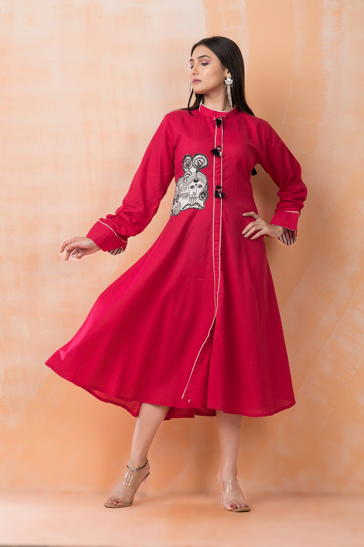 Sacred Suta Cotton Frock with Hand-painted Applique work