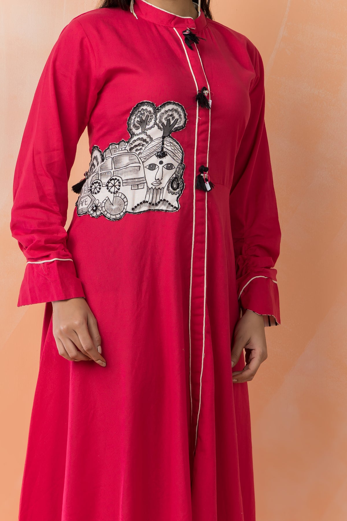 Sacred Suta Cotton Frock with Hand-painted Applique work