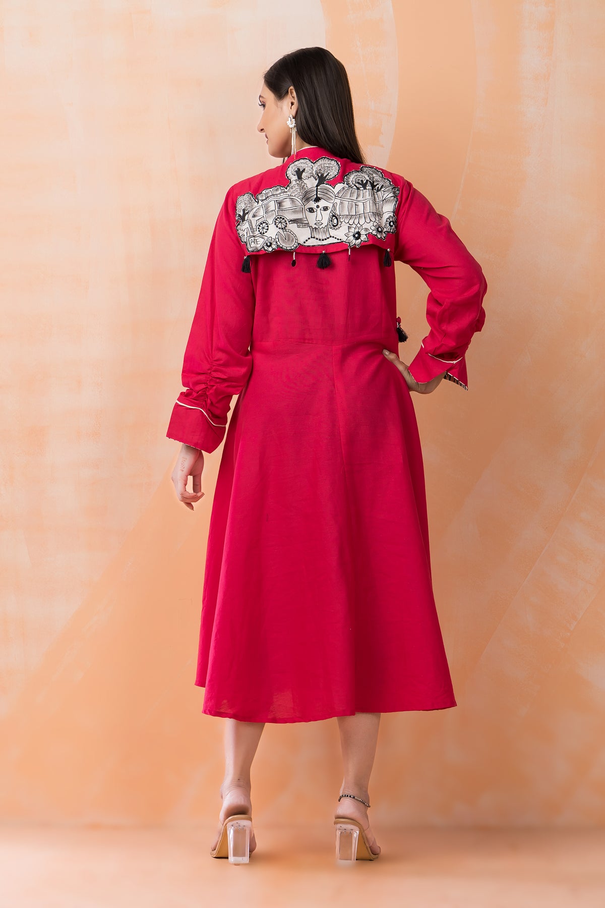 Sacred Suta Cotton Frock with Hand-painted Applique work