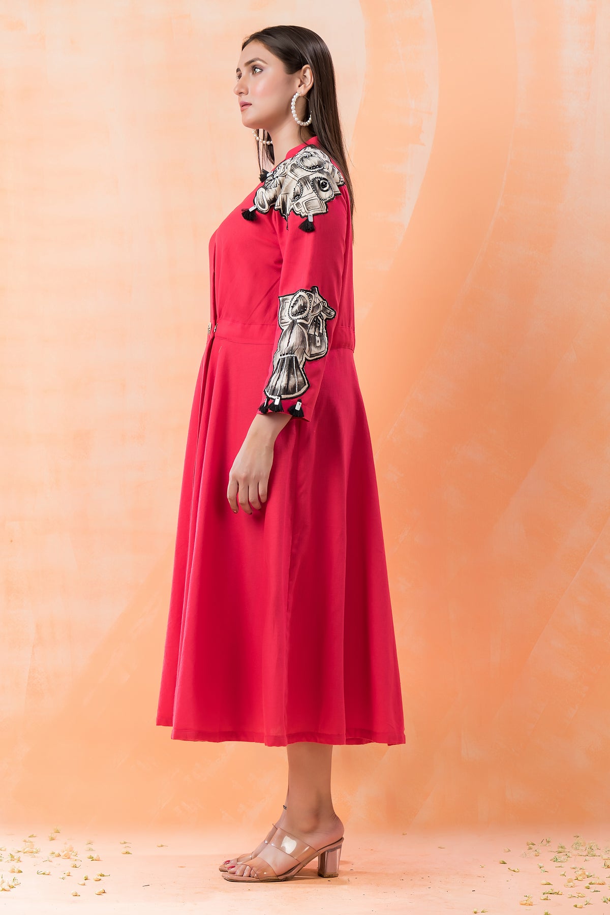 Sacred Suta Cotton Frock with Hand-painted Applique work