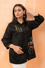 Sacred Suta Embroidered Shirt Collar Top