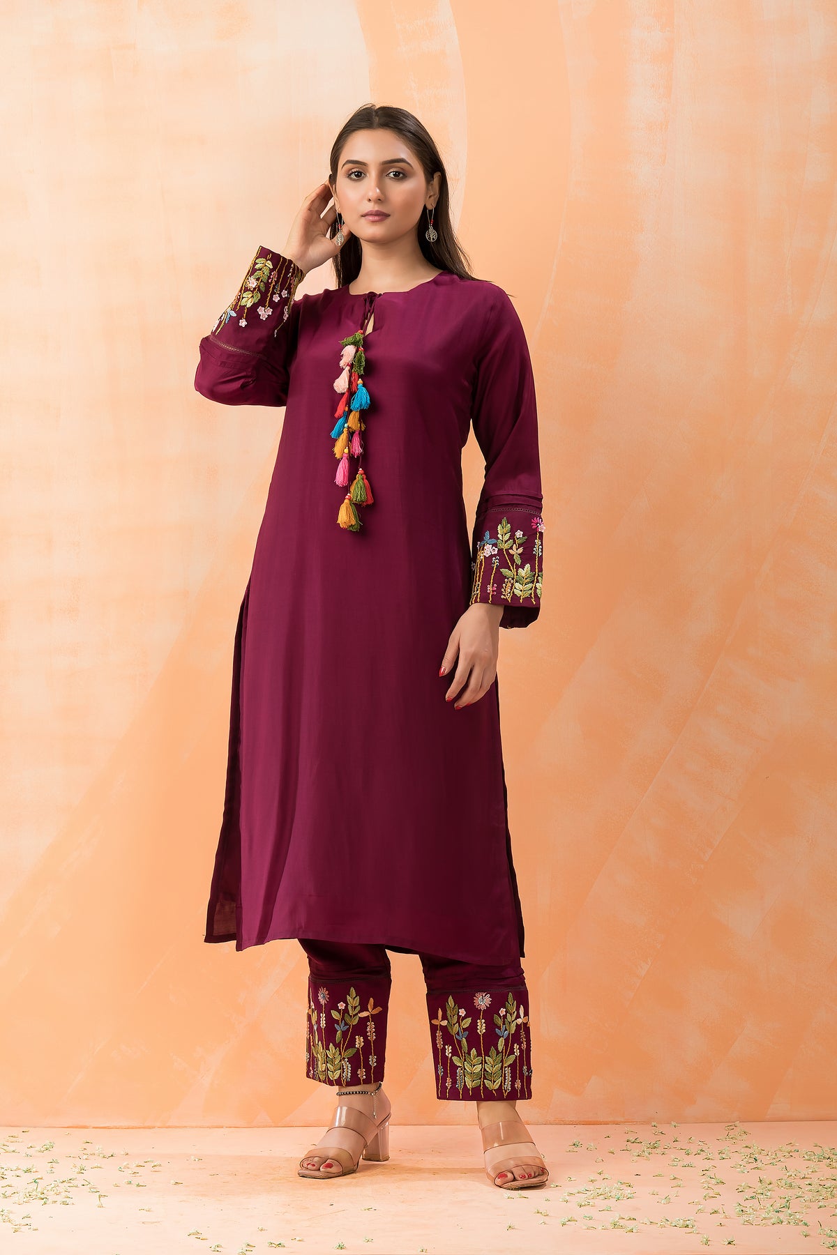 Embroidered Muslin Kurta-Pant set