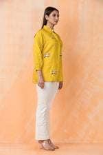 Sacred Suta Embroidered Shirt Collar Top