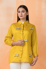 Sacred Suta Embroidered Shirt Collar Top