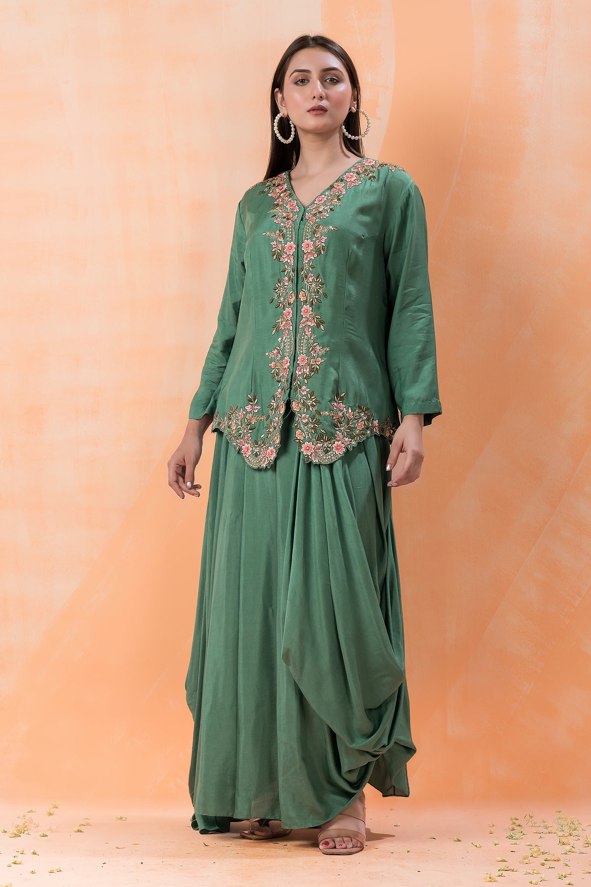 Sacred Suta Ethnic Muslin Gown with Jacket