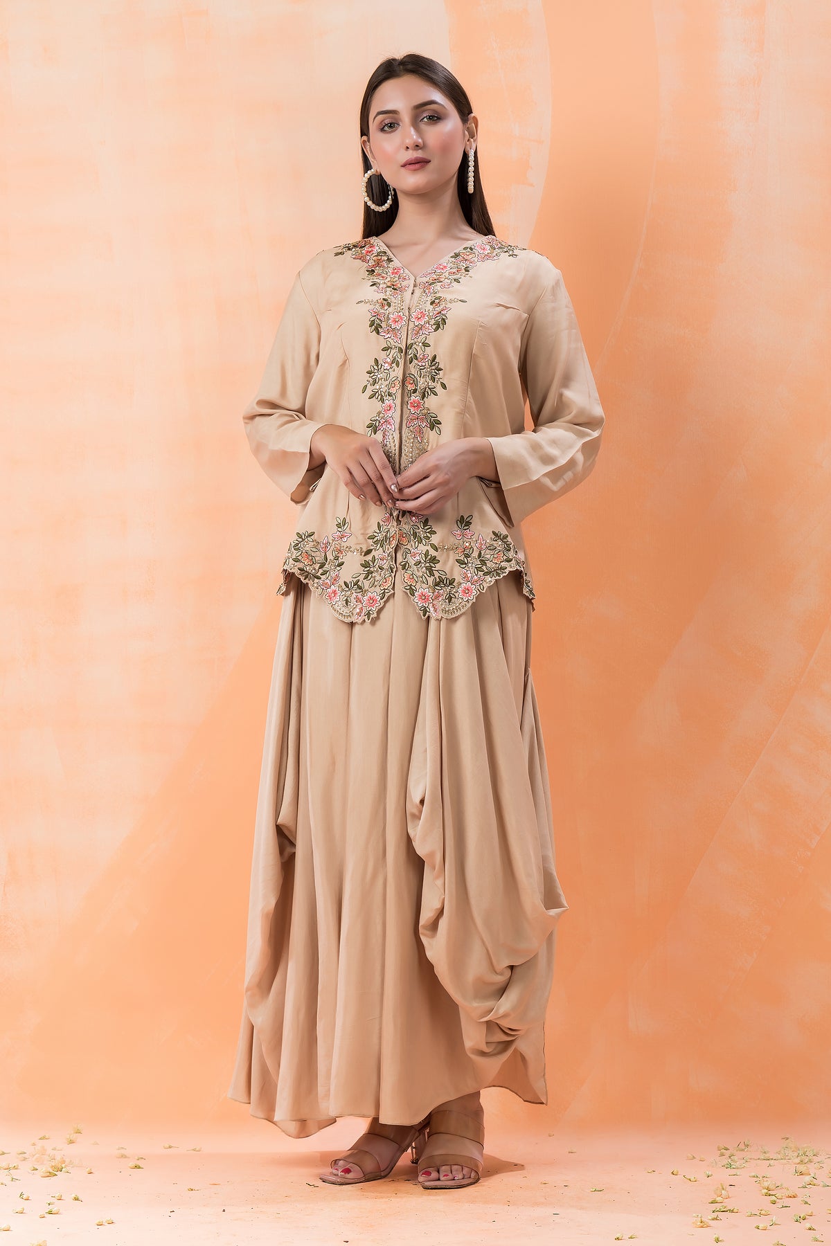 Sacred Suta Ethnic Muslin Gown with Jacket