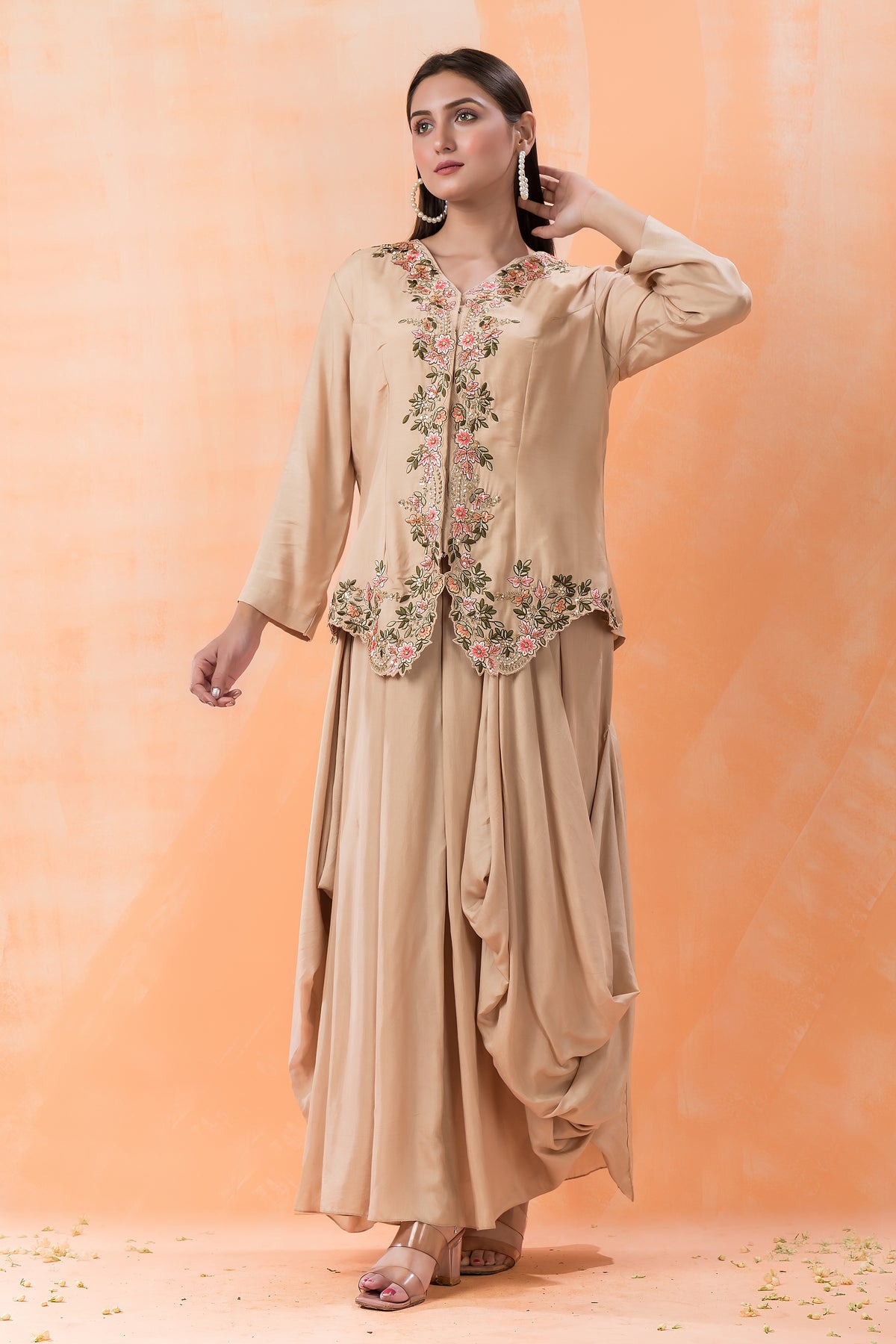 Sacred Suta Ethnic Muslin Gown with Jacket