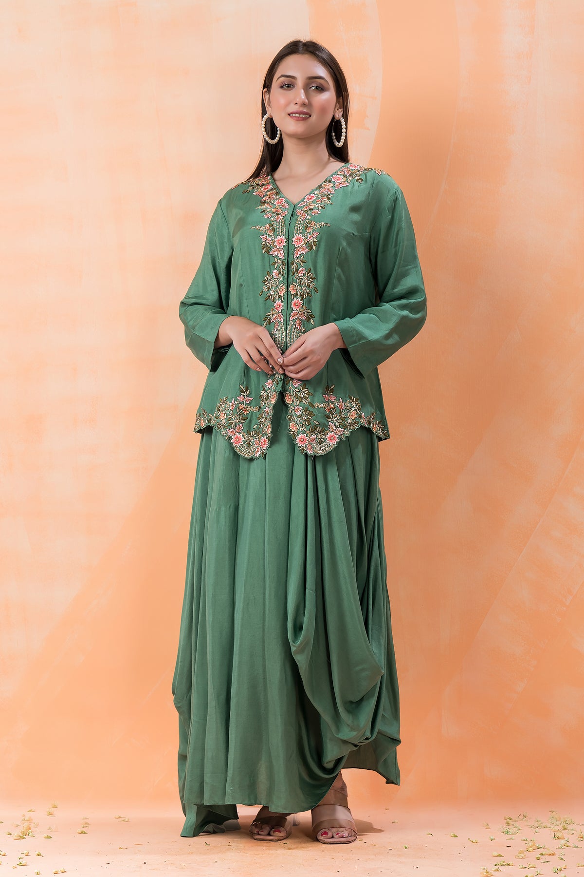 Sacred Suta Ethnic Muslin Gown with Jacket